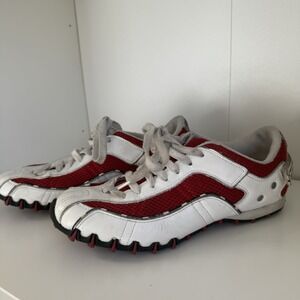 Diesel Viking Men's Size 7 Red White Athletic Lace Leather Sneakers Shoes